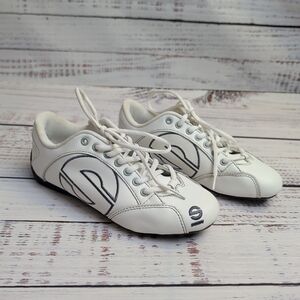 SPARCO MENS RACING DRIVING SHOES WHITE LEATHER EURO SIZE 38 USA SIZE 6